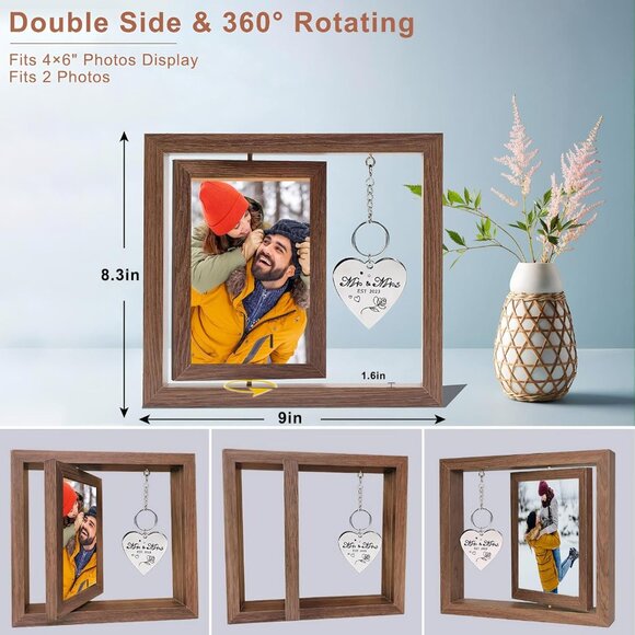 NIB/NWOT Rotating Floating Mr and Mrs Picture Frame - Picture 2 of 7